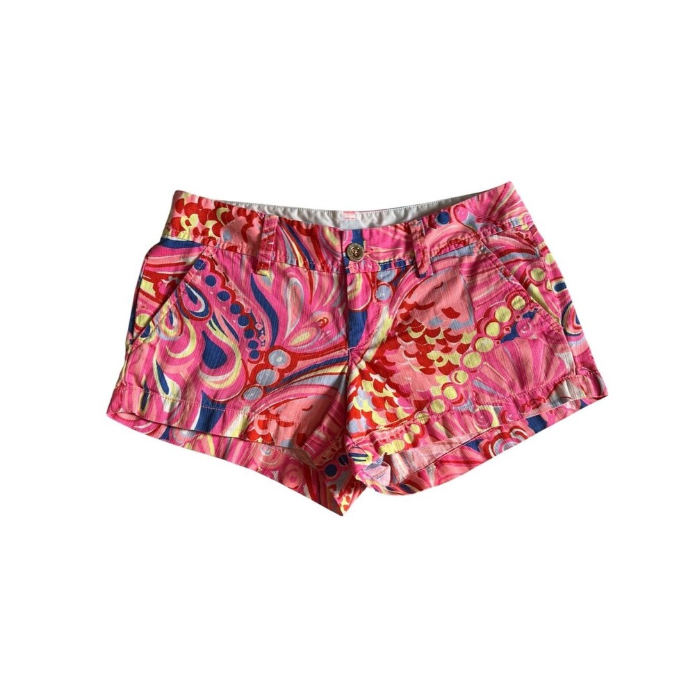 Lilly Pulitzer The Walsh Shorts Size 2 Pink Blue Psychedelic Swirl Preppy Resort